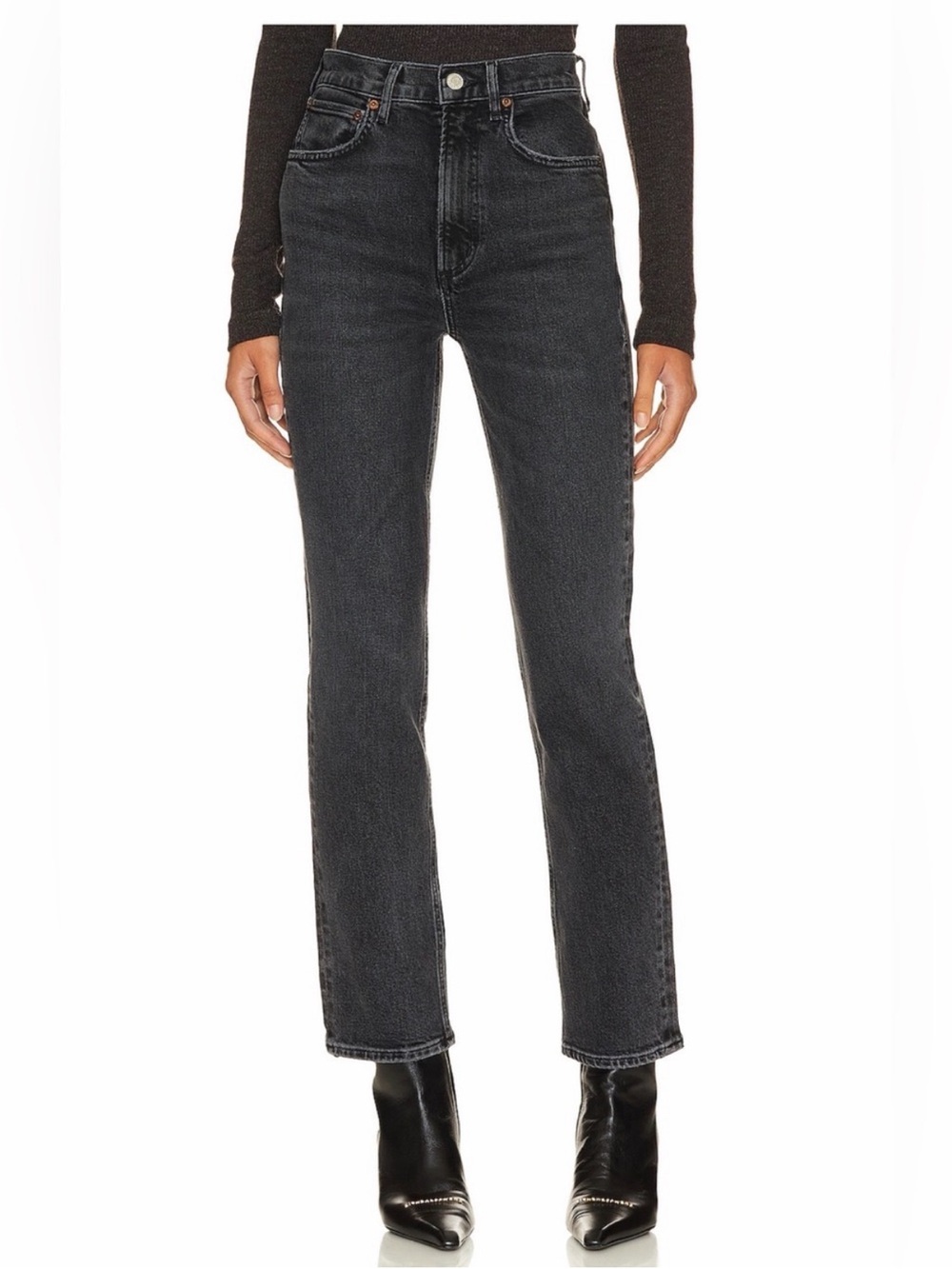 Agolde High Rise Black Stovepipe Jeans | 27